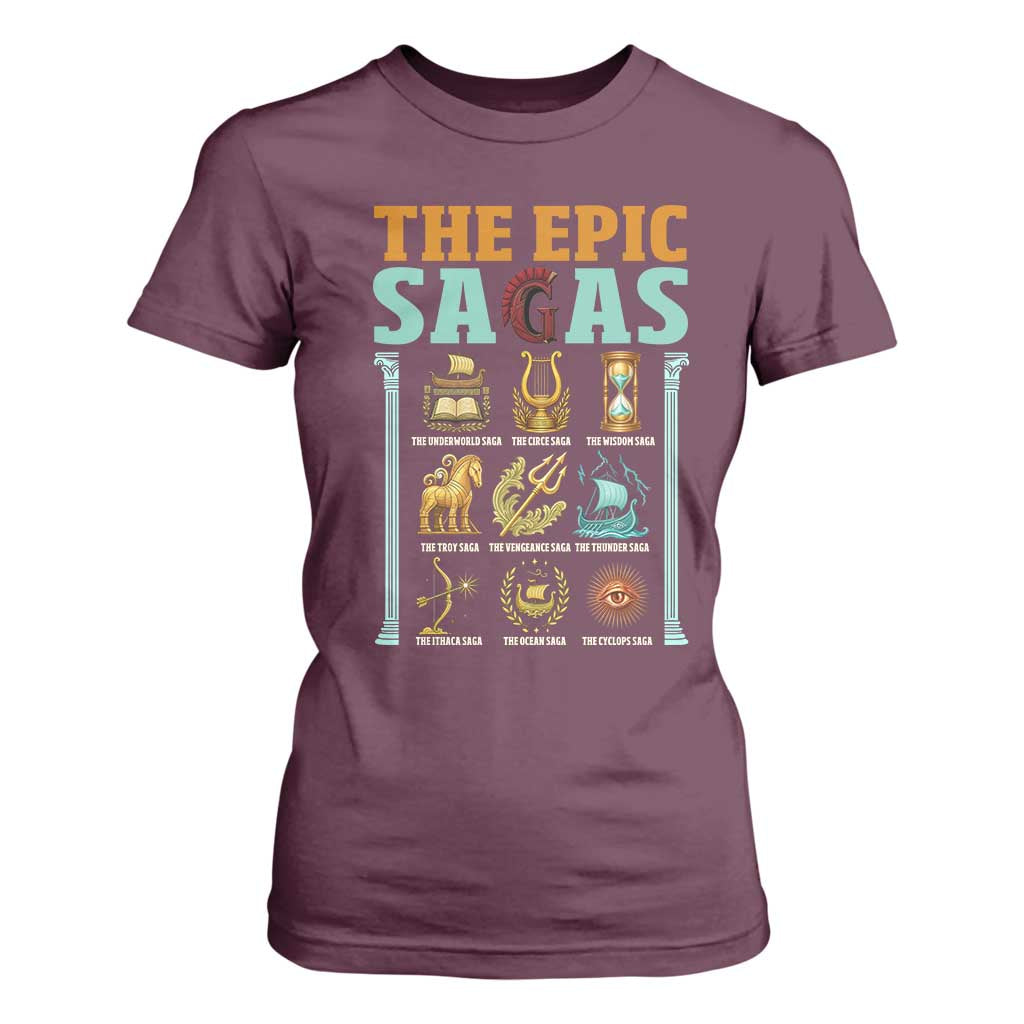 The Epic Sagas Ancient Greek Mythology Graphic T Shirt For Women Odysseus Journey Odyssey History Lover Gift