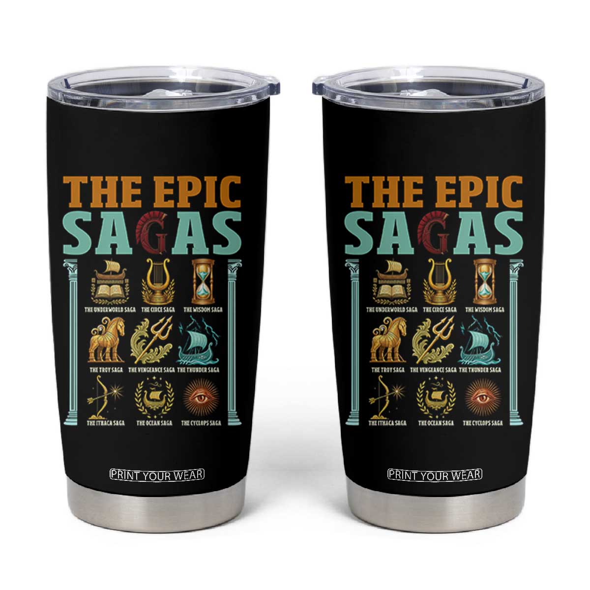 The Epic Sagas Ancient Greek Mythology Graphic Tumbler Cup Odysseus Journey Odyssey History Lover Gift TS02 Black Print Your Wear