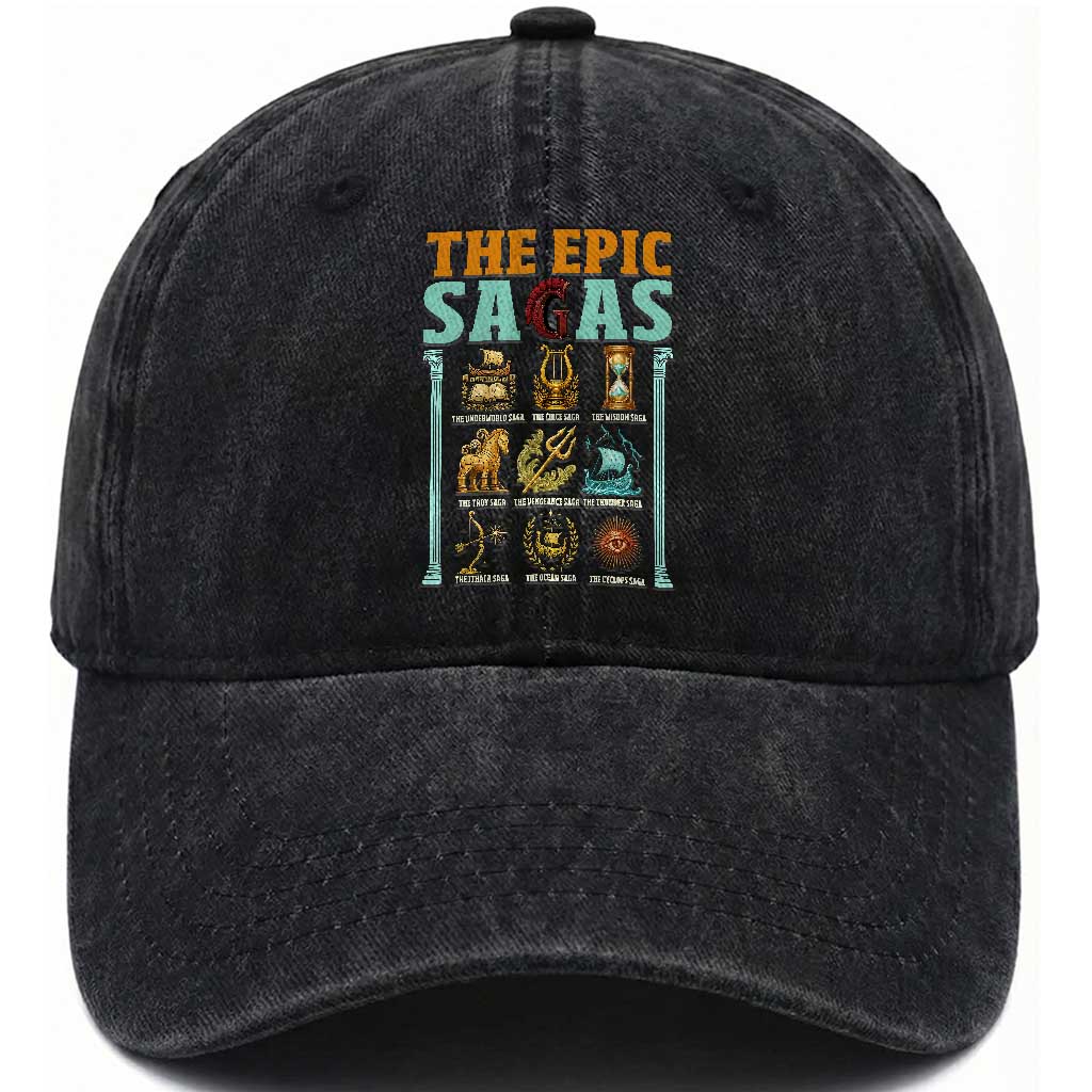 The Epic Sagas Ancient Greek Mythology Graphic Washed Cotton Baseball Cap Odysseus Journey Odyssey History Lover Gift TS02 Print Your Wear