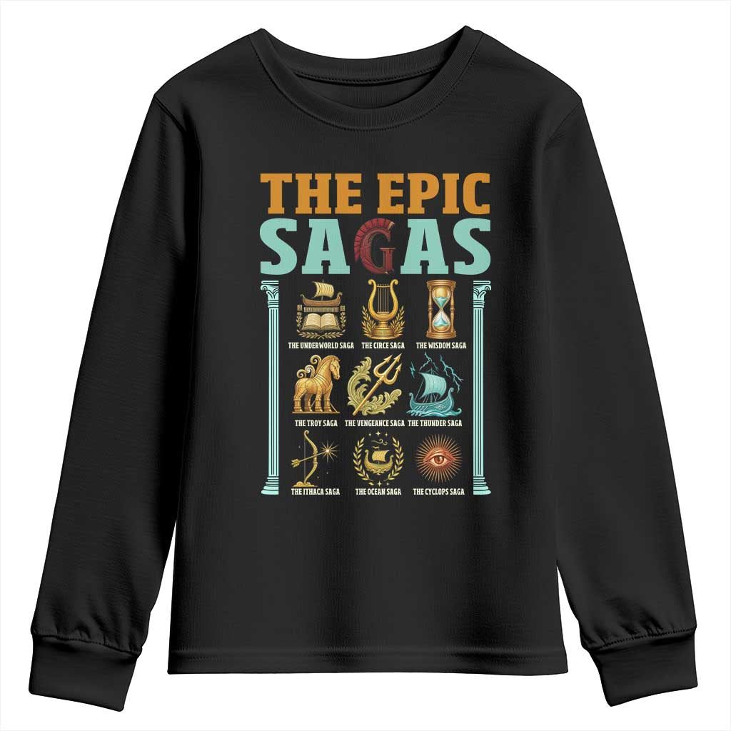 The Epic Sagas Ancient Greek Mythology Graphic Youth Sweatshirt Odysseus Journey Odyssey History Lover Gift TS02 Black Print Your Wear