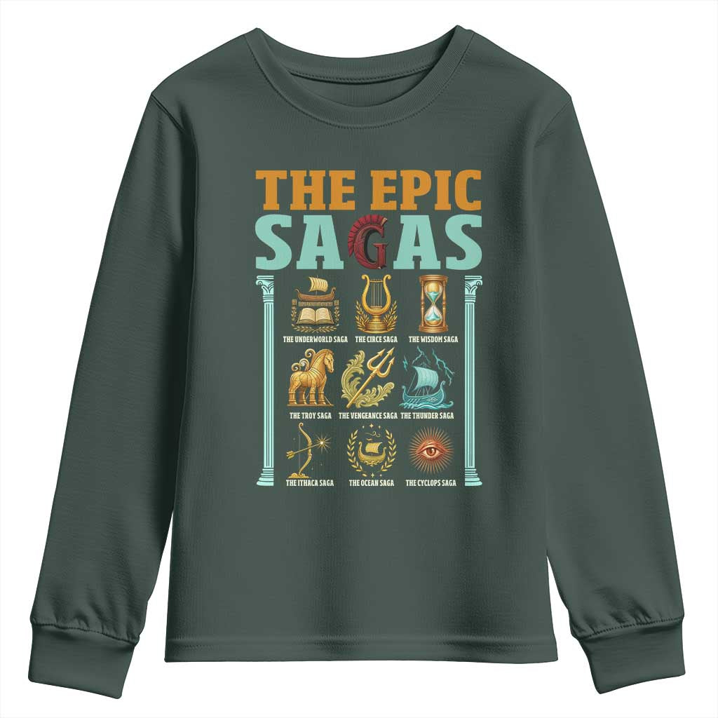 The Epic Sagas Ancient Greek Mythology Graphic Youth Sweatshirt Odysseus Journey Odyssey History Lover Gift