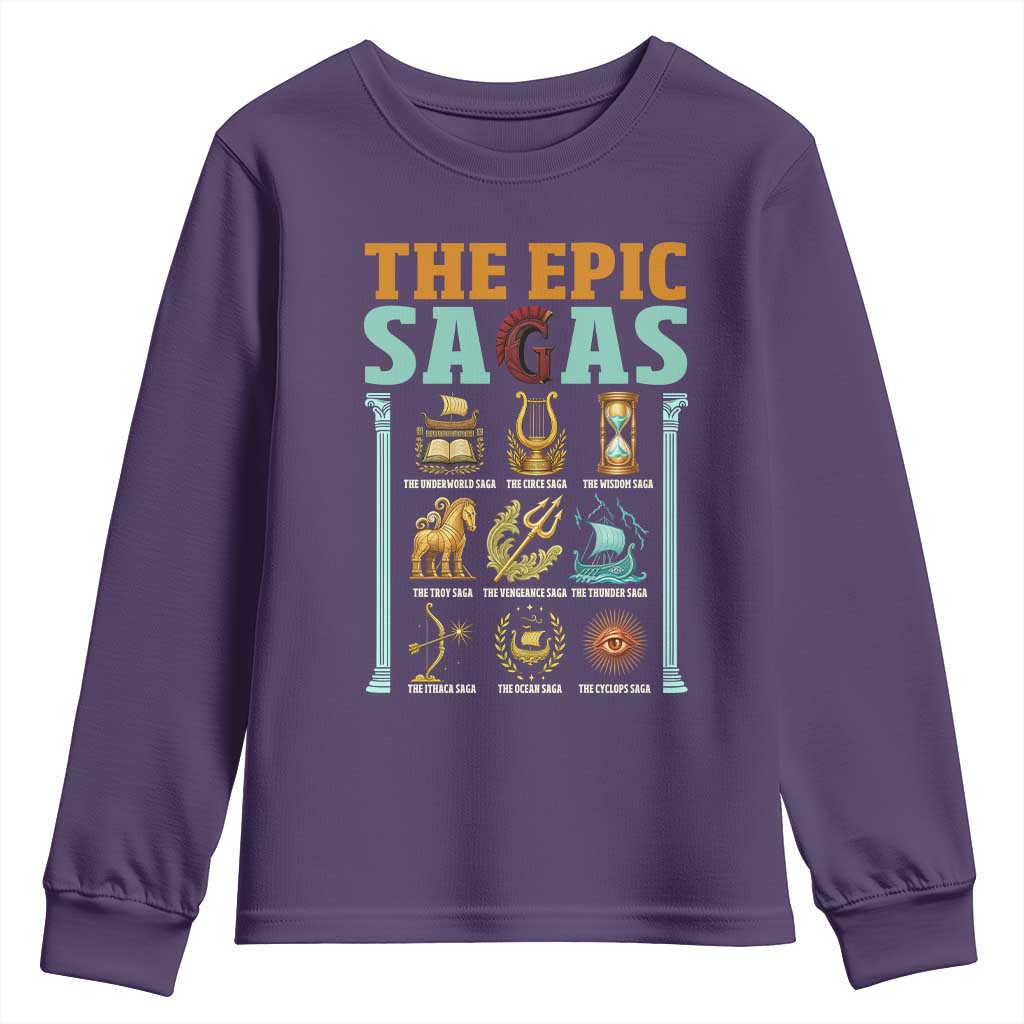 The Epic Sagas Ancient Greek Mythology Graphic Youth Sweatshirt Odysseus Journey Odyssey History Lover Gift