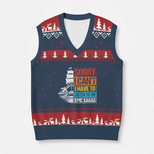 I Have To Listen To The Epic Sagas Odysseus Ship Retro V-Neck Knit Sweater Vest Funny Odyssey Greek Mythology Lover