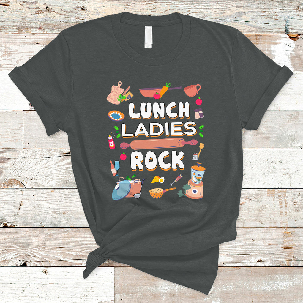 Lunch Ladies Rock Retro Lunch Lady Life Cafeteria Crew T Shirt TS02 Dark Heather Printyourwear