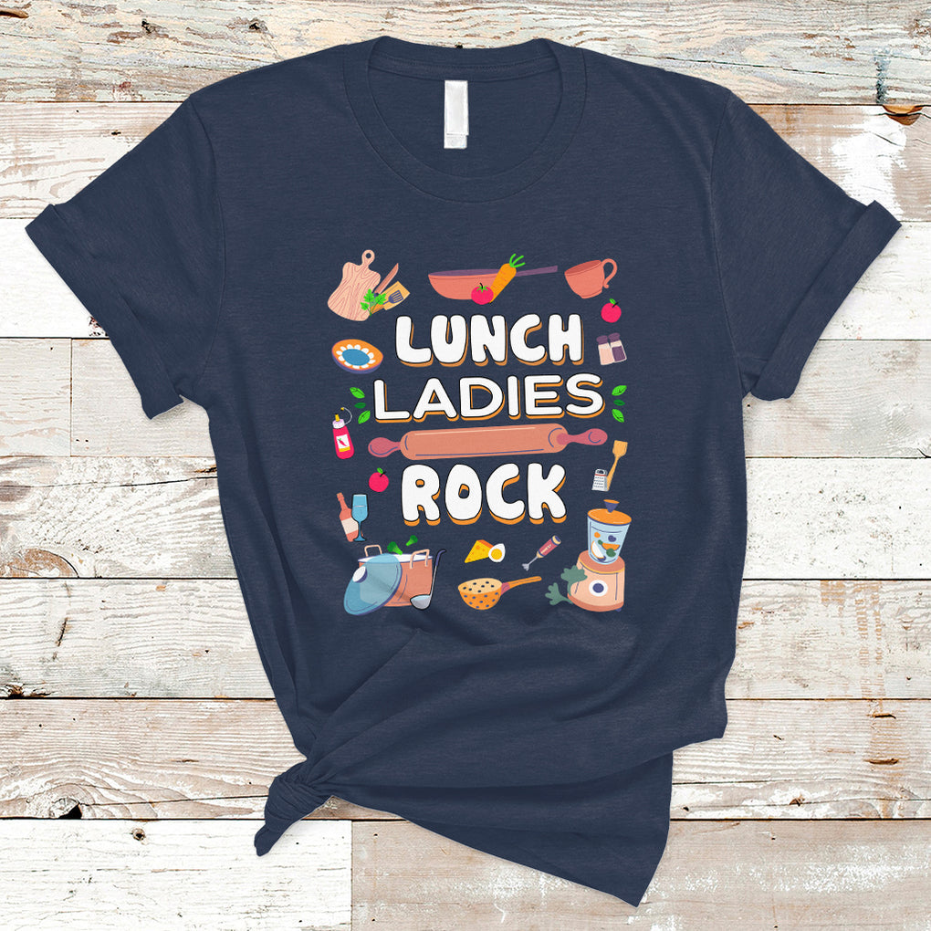 Lunch Ladies Rock Retro Lunch Lady Life Cafeteria Crew T Shirt TS02 Navy Printyourwear
