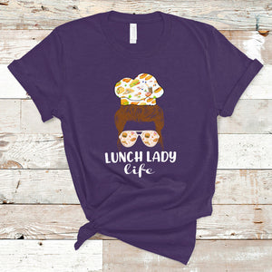 Lunch Lady Messy Bun Woman Hair School Lunch Lady Life T Shirt TS02 Purple Printyourwear