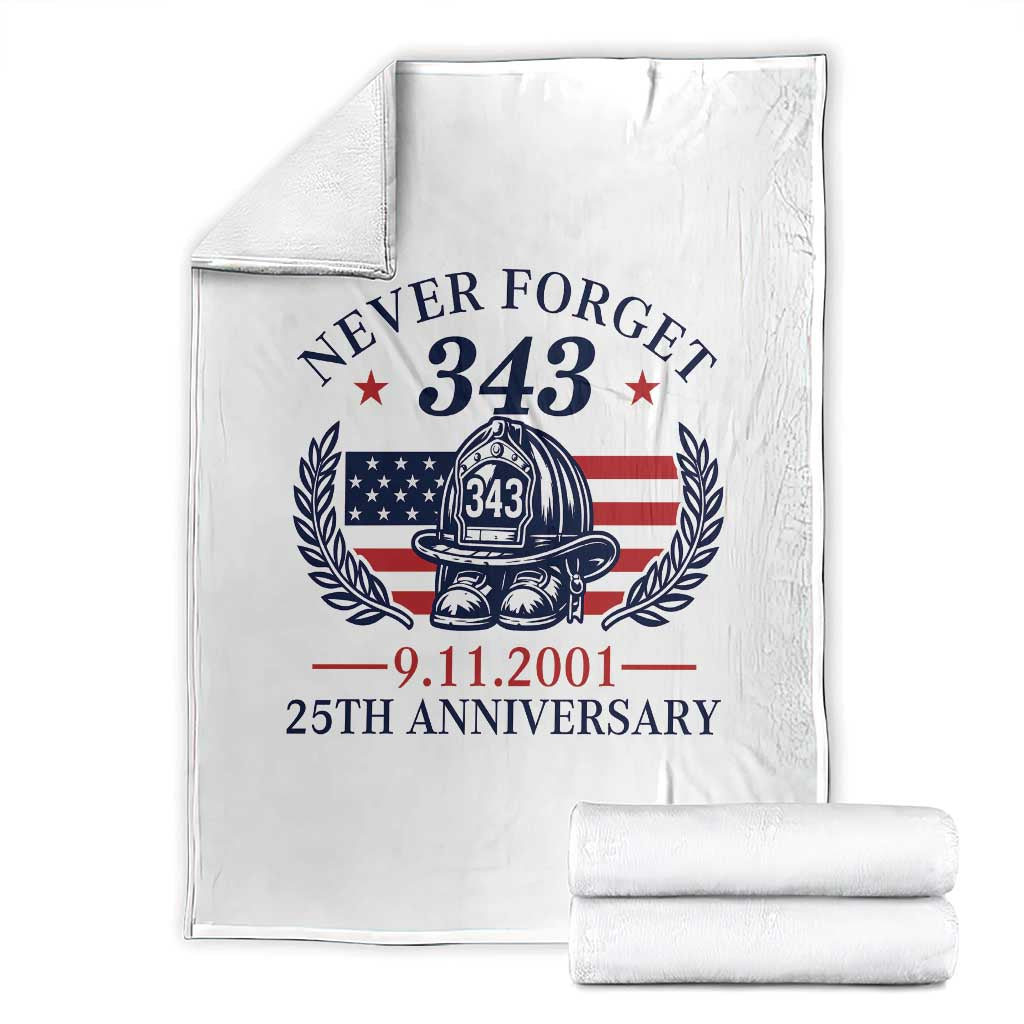 Firefighter Memorial Never Forget 343 Throw Blanket 25th Anniversary Patriotic Honor 9 11 Tribute TS02 White Print Your Wear