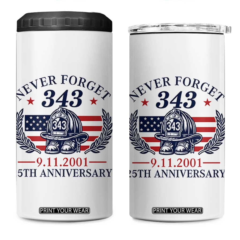 Firefighter Memorial Never Forget 343 4 in 1 Can Cooler Tumbler 25th Anniversary Patriotic Honor 9 11 Tribute TS02 One Size: 16 oz White Print Your Wear