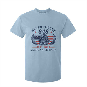 Firefighter Memorial Never Forget 343 T Shirt For Kid 25th Anniversary Patriotic Honor 9 11 Tribute TS02 Light Blue Print Your Wear