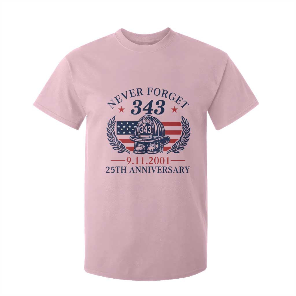 Firefighter Memorial Never Forget 343 T Shirt For Kid 25th Anniversary Patriotic Honor 9 11 Tribute TS02 Light Pink Print Your Wear