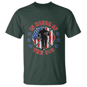 Firefighter Memorial In Honor Of The 343 Maltese Cross Graphic T Shirt Patriotic 9 11 Memorial Tribute TS02 Dark Forest Green Print Your Wear
