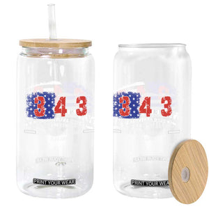 Firefighter Memorial 343 Never Forget American Flag Glass Can 25th Anniversary Patriotic Honor 9 11 Tribute