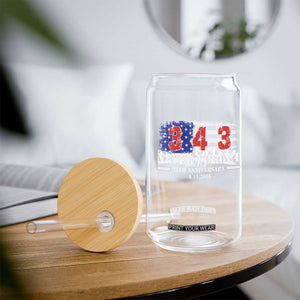 Firefighter Memorial 343 Never Forget American Flag Glass Can 25th Anniversary Patriotic Honor 9 11 Tribute