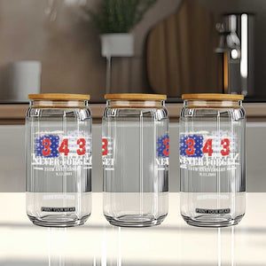 Firefighter Memorial 343 Never Forget American Flag Glass Can 25th Anniversary Patriotic Honor 9 11 Tribute