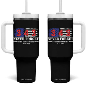 Firefighter Memorial 343 Never Forget American Flag Tumbler With Handle 25th Anniversary Patriotic Honor 9 11 Tribute