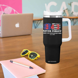 Firefighter Memorial 343 Never Forget American Flag Tumbler With Handle 25th Anniversary Patriotic Honor 9 11 Tribute
