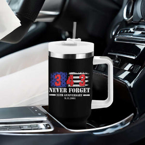 Firefighter Memorial 343 Never Forget American Flag Tumbler With Handle 25th Anniversary Patriotic Honor 9 11 Tribute