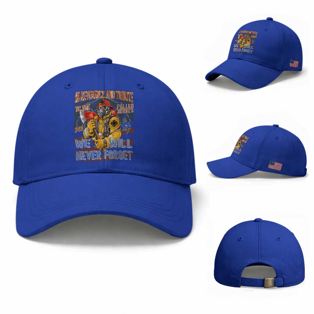 Firefighter Memorial In Reverence And Tribute Fallen Heroes 343 Baseball Cap We Will Never Forget Honor 9 11