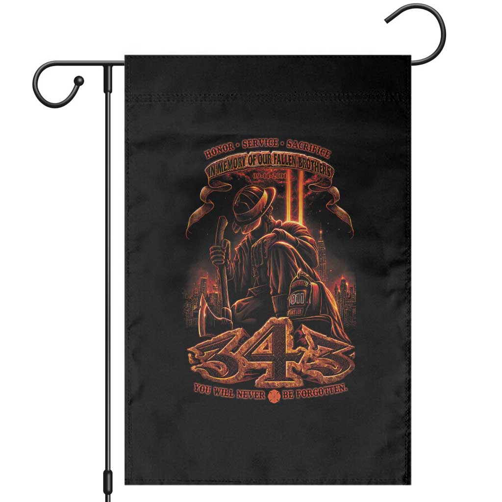 Firefighter Memorial Honor Service Sacrifice 343 Garden Flag In Memory Of Fallen Brothers Patriotic 9 11 Tribute TS02 Black Print Your Wear