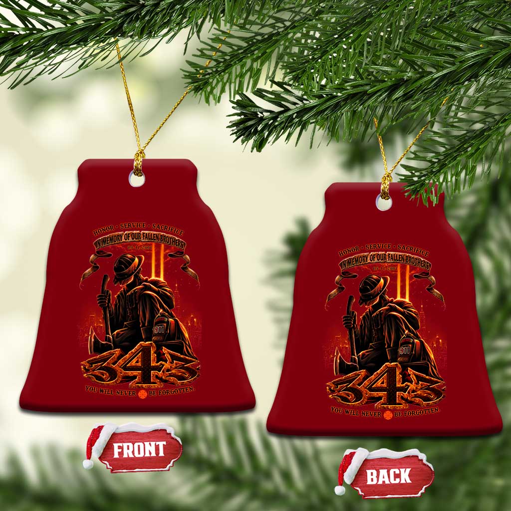 Firefighter Memorial Honor Service Sacrifice 343 Ceramic Ornament In Memory Of Fallen Brothers Patriotic 9 11 Tribute TS02 Print Your Wear