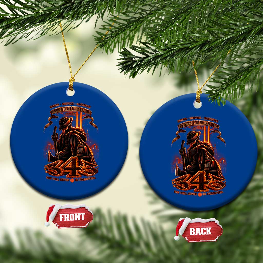 Firefighter Memorial Honor Service Sacrifice 343 Ceramic Ornament In Memory Of Fallen Brothers Patriotic 9 11 Tribute TS02 1pc Blue Print Your Wear