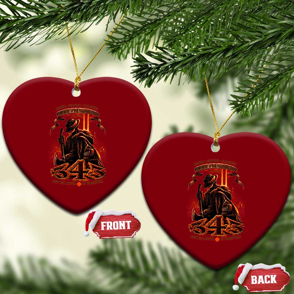 Firefighter Memorial Honor Service Sacrifice 343 Ceramic Ornament In Memory Of Fallen Brothers Patriotic 9 11 Tribute TS02 Print Your Wear