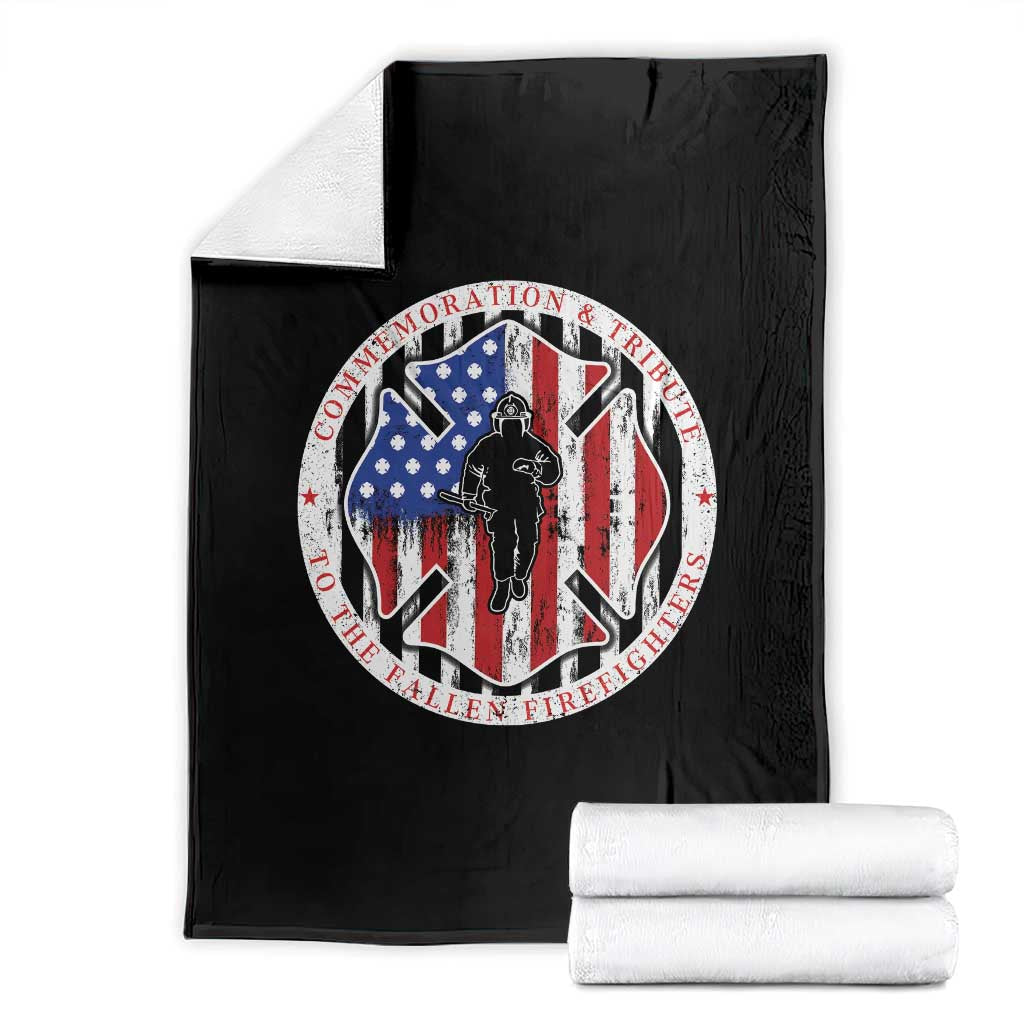 Commemoration Tribute Fallen Firefighters 9 11 Memorial Throw Blanket Maltese Cross Patriotic Honor Fallen Brothers TS02 Black Print Your Wear
