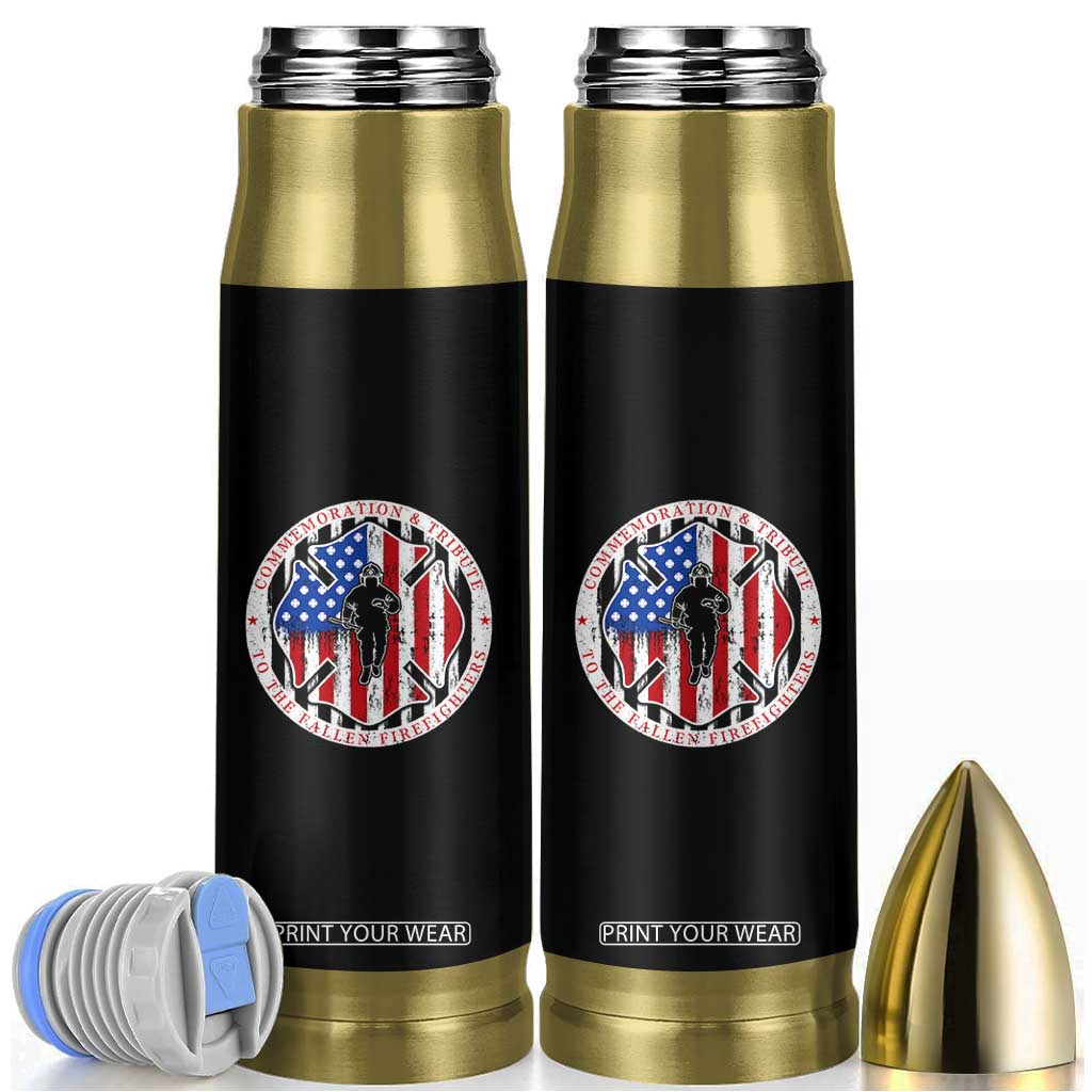 Commemoration Tribute Fallen Firefighters 9 11 Memorial Bullet Tumbler Maltese Cross Patriotic Honor Fallen Brothers TS02 Black Print Your Wear