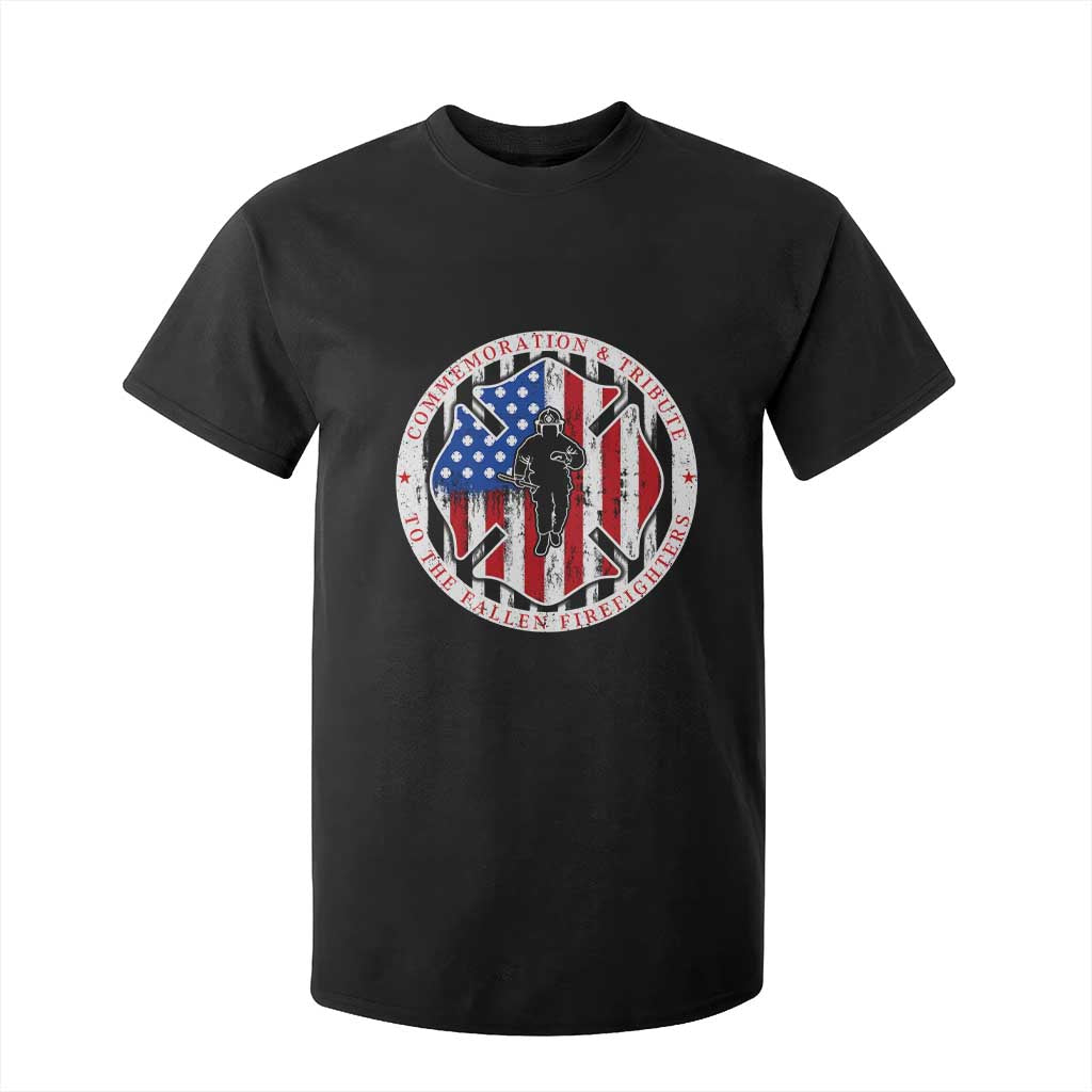 Commemoration Tribute Fallen Firefighters 9 11 Memorial T Shirt For Kid Maltese Cross Patriotic Honor Fallen Brothers TS02 Black Print Your Wear