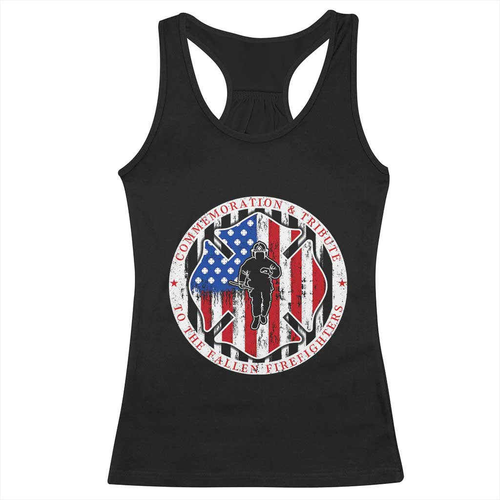 Commemoration Tribute Fallen Firefighters 9 11 Memorial Racerback Tank Top Maltese Cross Patriotic Honor Fallen Brothers TS02 Black Print Your Wear
