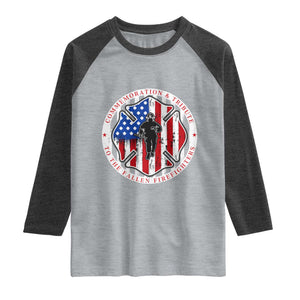 Commemoration Tribute Fallen Firefighters 9 11 Memorial Raglan Shirt Maltese Cross Patriotic Honor Fallen Brothers TS02 Heather Gray Heather Charcoal Print Your Wear