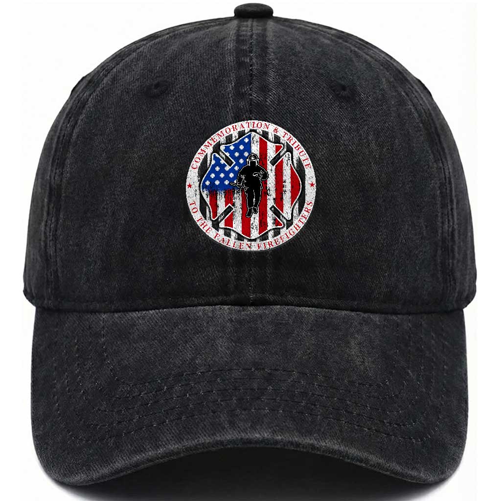 Commemoration Tribute Fallen Firefighters 9 11 Memorial Washed Cotton Baseball Cap Maltese Cross Patriotic Honor Fallen Brothers TS02 Print Your Wear