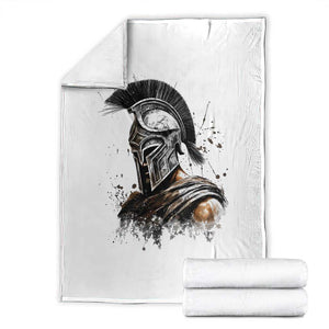 Ancient Spartan Warrior Watercolor Splatter Graphic Throw Blanket Greek Mythology Enthusiast History Gift
