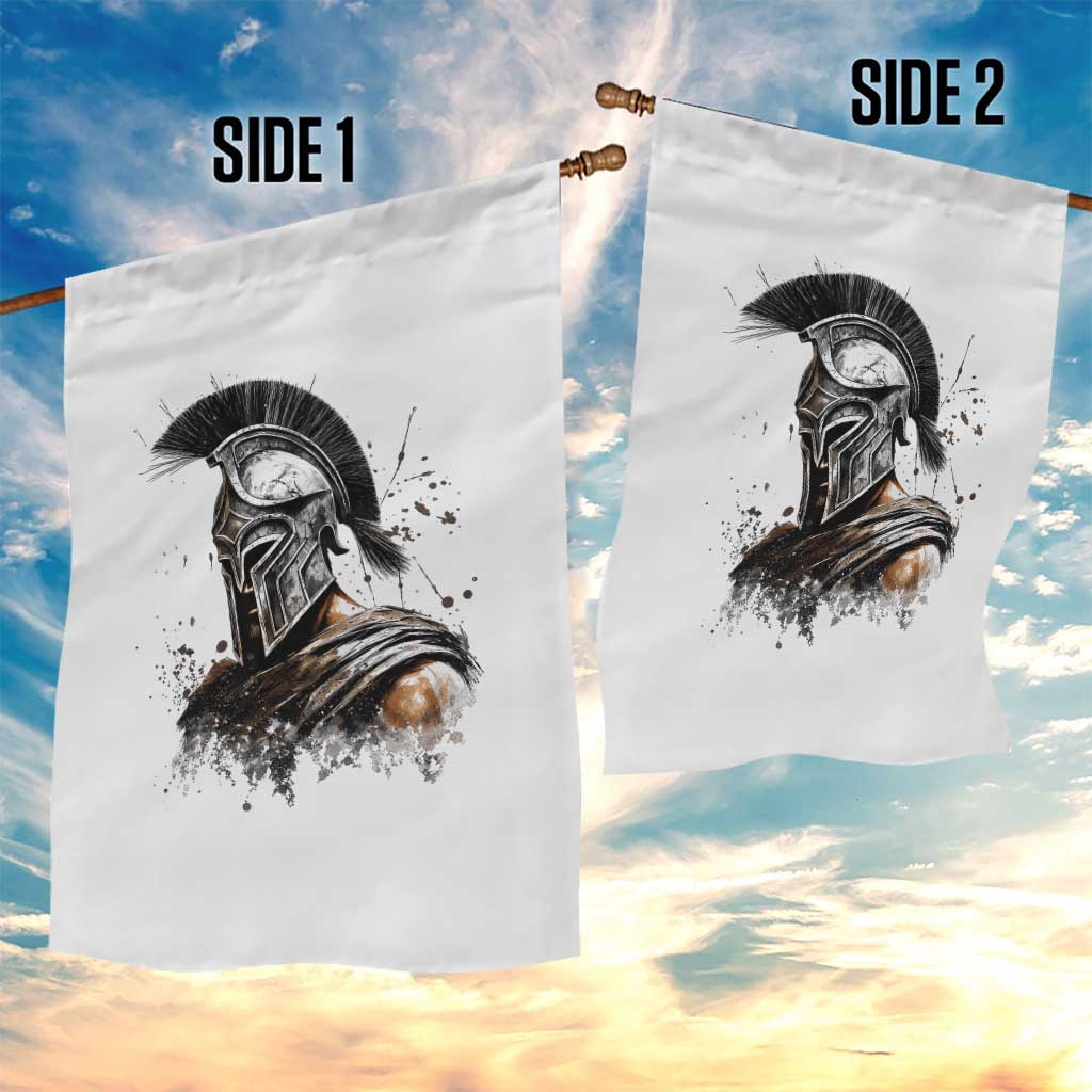 Ancient Spartan Warrior Watercolor Splatter Graphic Garden Flag Greek Mythology Enthusiast History Gift