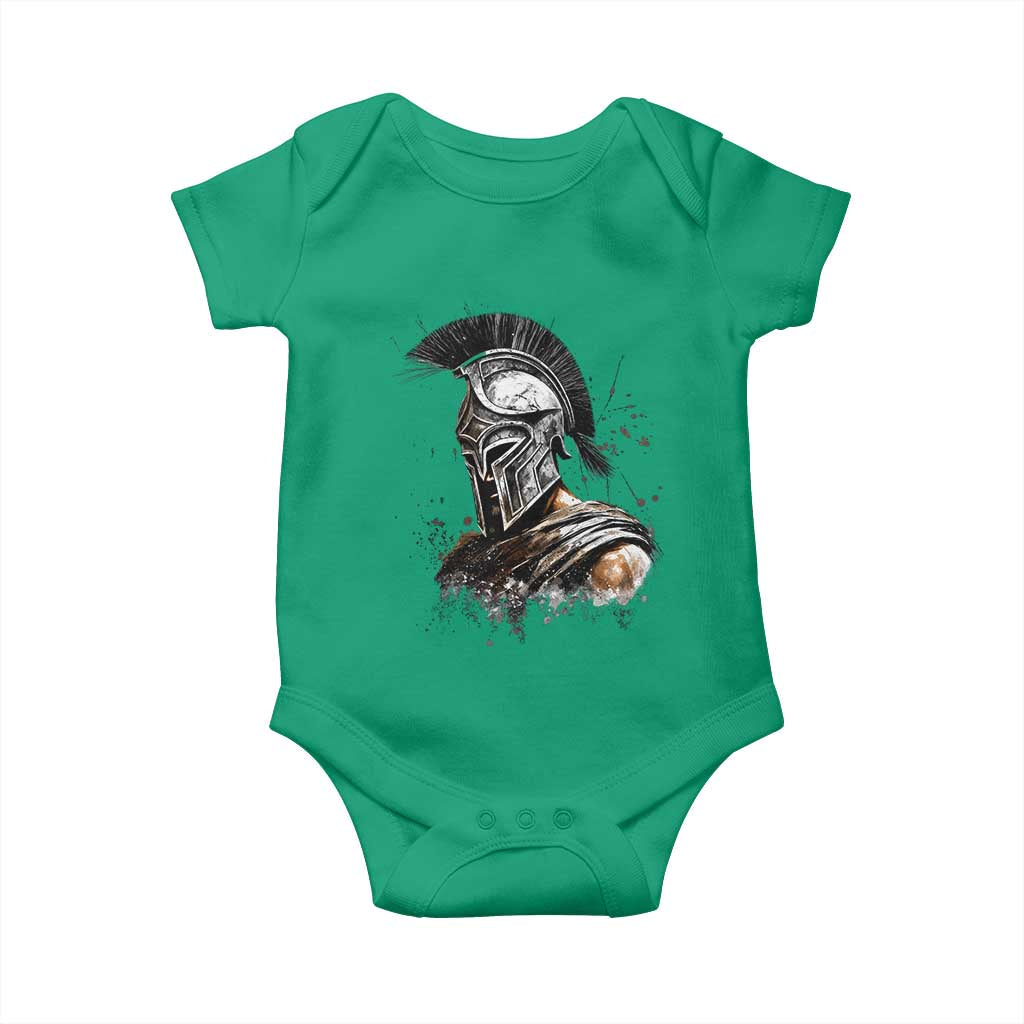 Ancient Spartan Warrior Watercolor Splatter Graphic Baby Onesie Greek Mythology Enthusiast History Gift