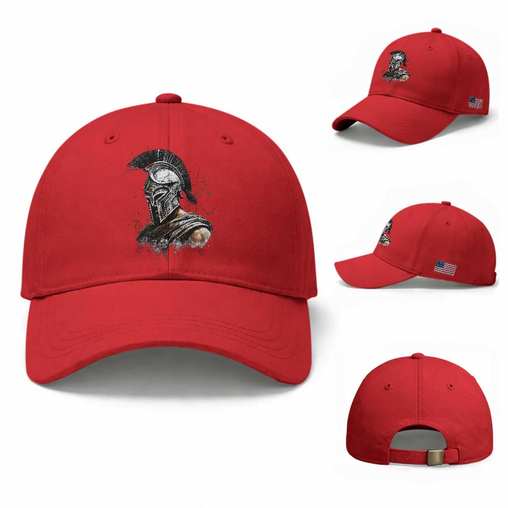 Ancient Spartan Warrior Watercolor Splatter Graphic Baseball Cap Greek Mythology Enthusiast History Gift