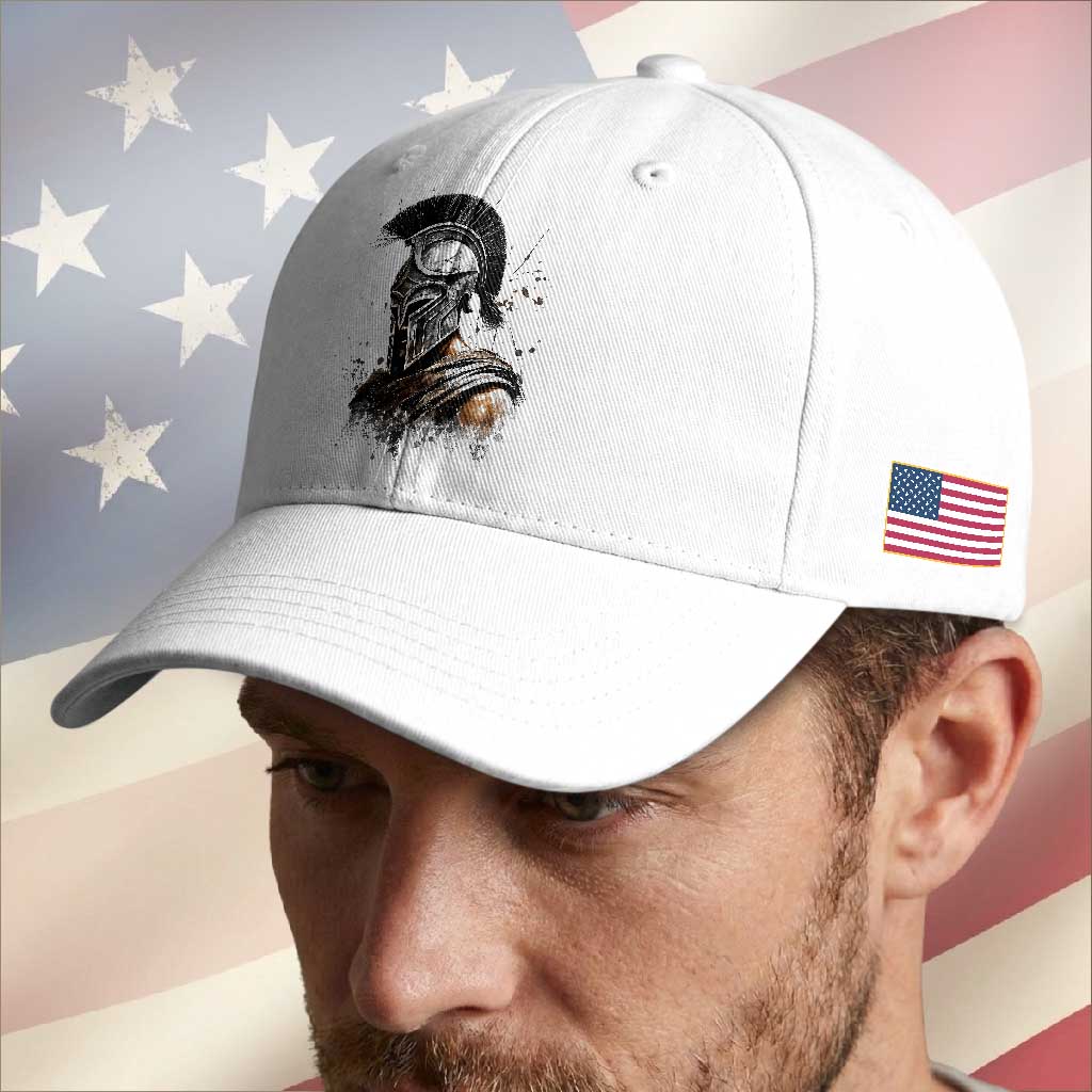 Ancient Spartan Warrior Watercolor Splatter Graphic Baseball Cap Greek Mythology Enthusiast History Gift