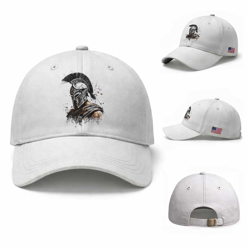 Ancient Spartan Warrior Watercolor Splatter Graphic Baseball Cap Greek Mythology Enthusiast History Gift