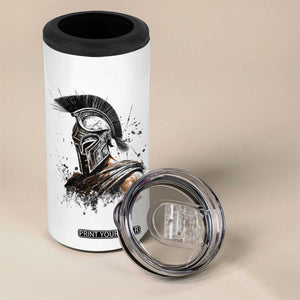 Ancient Spartan Warrior Watercolor Splatter Graphic 4 in 1 Can Cooler Tumbler Greek Mythology Enthusiast History Gift