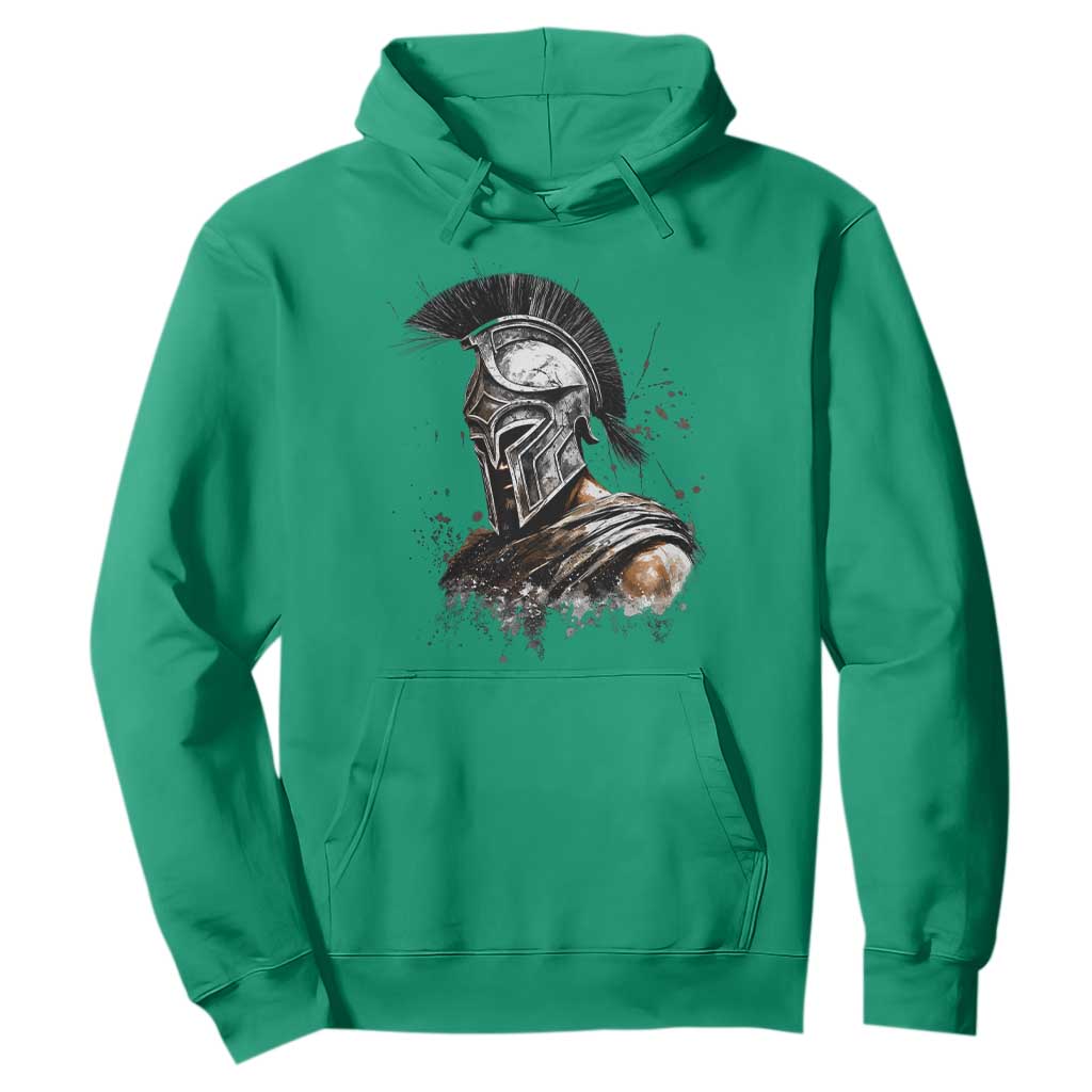 Ancient Spartan Warrior Watercolor Splatter Graphic Hoodie Greek Mythology Enthusiast History Gift