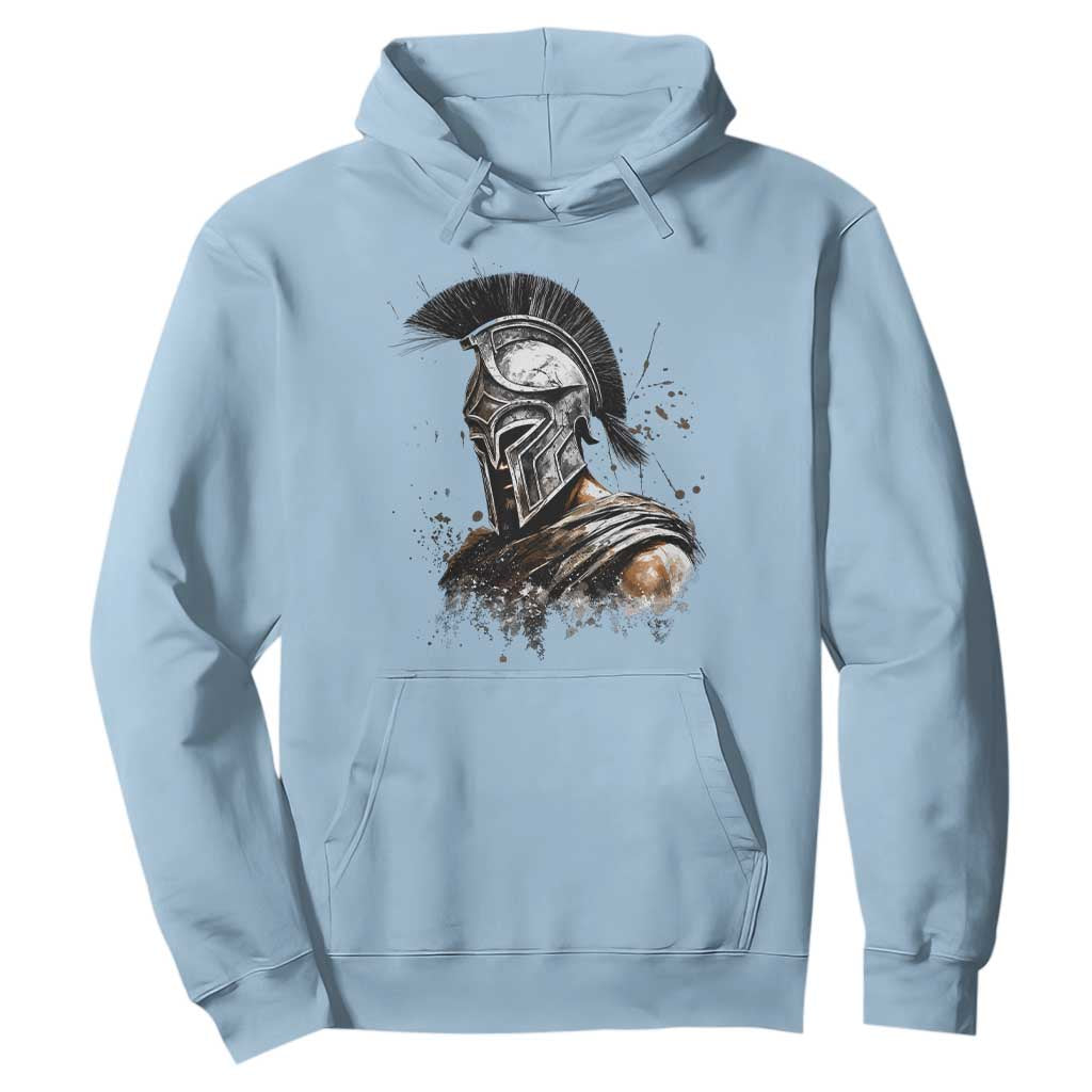 Ancient Spartan Warrior Watercolor Splatter Graphic Hoodie Greek Mythology Enthusiast History Gift