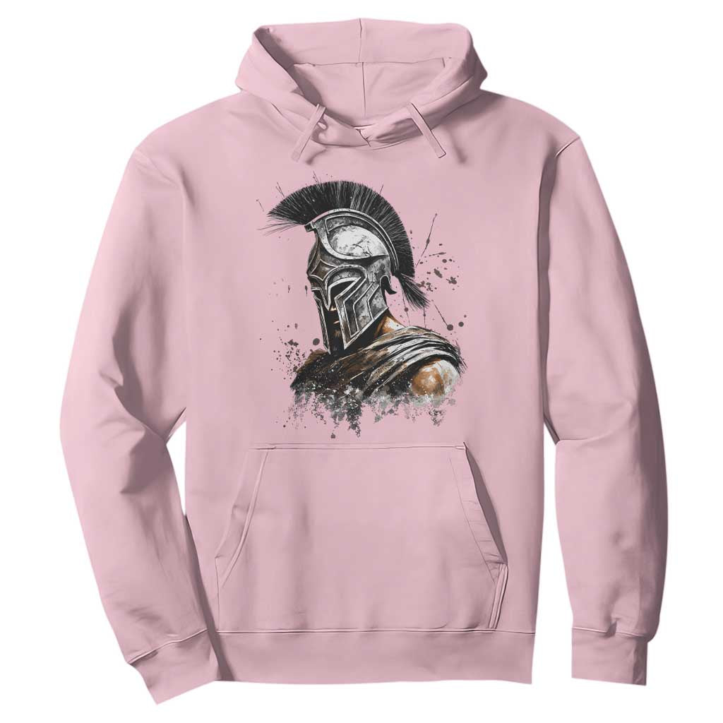 Ancient Spartan Warrior Watercolor Splatter Graphic Hoodie Greek Mythology Enthusiast History Gift