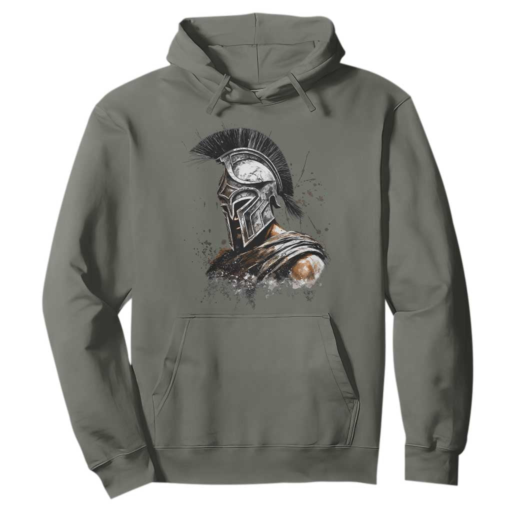 Ancient Spartan Warrior Watercolor Splatter Graphic Hoodie Greek Mythology Enthusiast History Gift