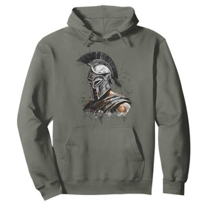 Ancient Spartan Warrior Watercolor Splatter Graphic Hoodie Greek Mythology Enthusiast History Gift