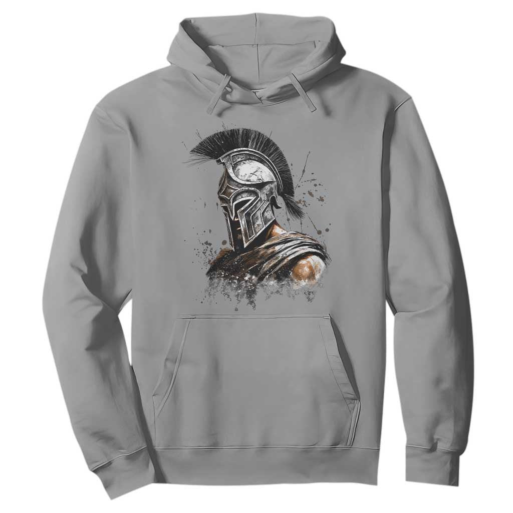Ancient Spartan Warrior Watercolor Splatter Graphic Hoodie Greek Mythology Enthusiast History Gift