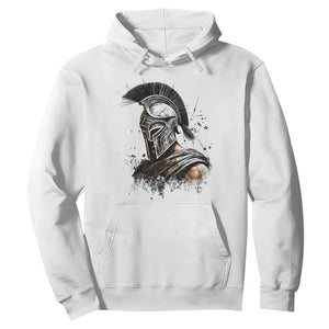 Ancient Spartan Warrior Watercolor Splatter Graphic Hoodie Greek Mythology Enthusiast History Gift