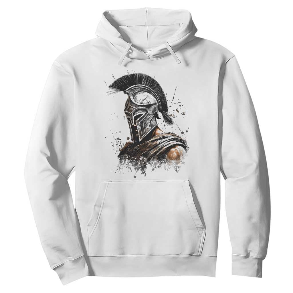 Ancient Spartan Warrior Watercolor Splatter Graphic Hoodie Greek Mythology Enthusiast History Gift TS02 White Print Your Wear
