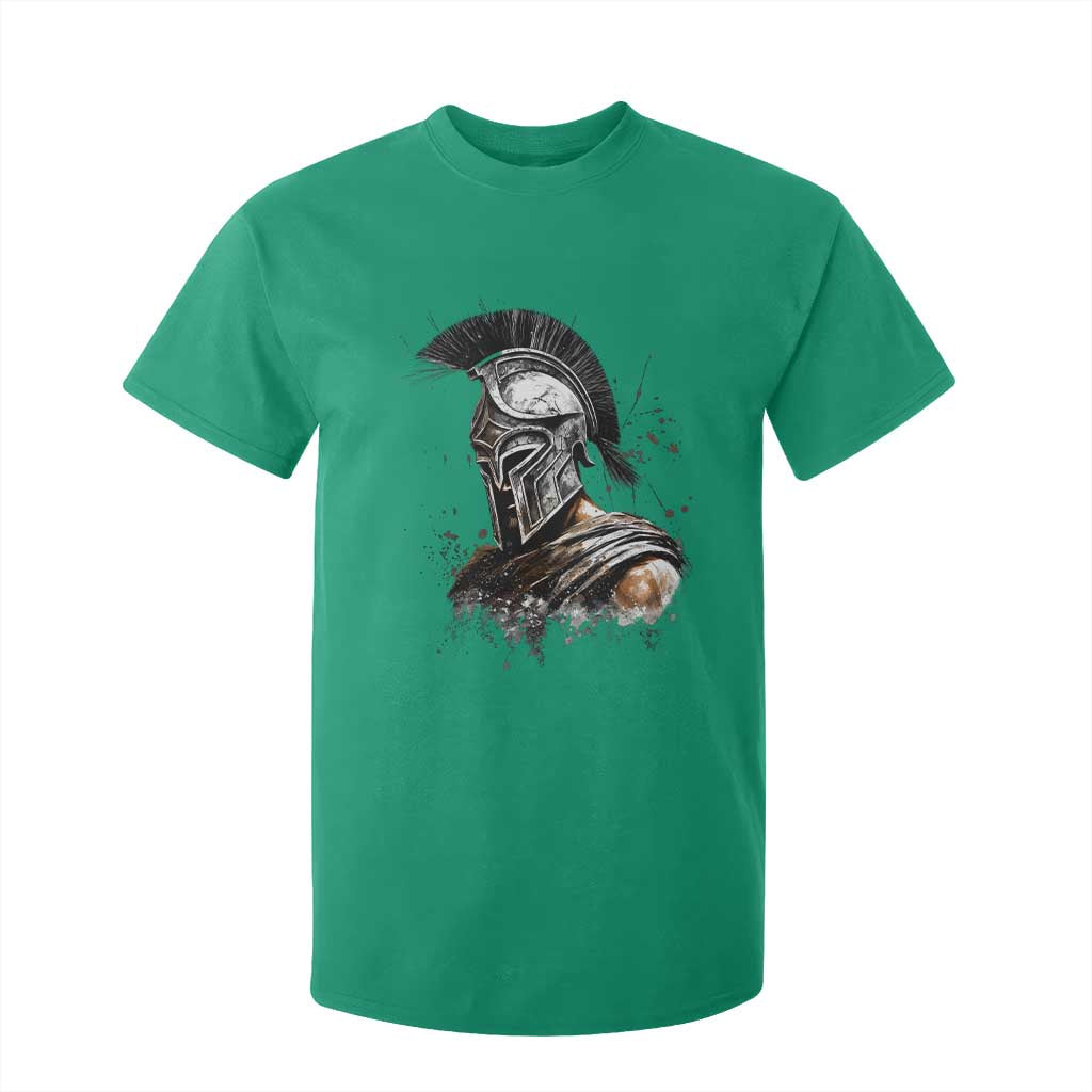 Ancient Spartan Warrior Watercolor Splatter Graphic T Shirt For Kid Greek Mythology Enthusiast History Gift