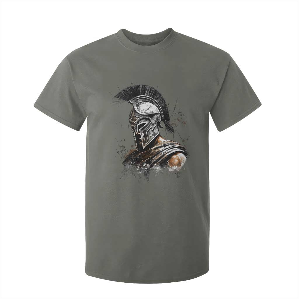 Ancient Spartan Warrior Watercolor Splatter Graphic T Shirt For Kid Greek Mythology Enthusiast History Gift