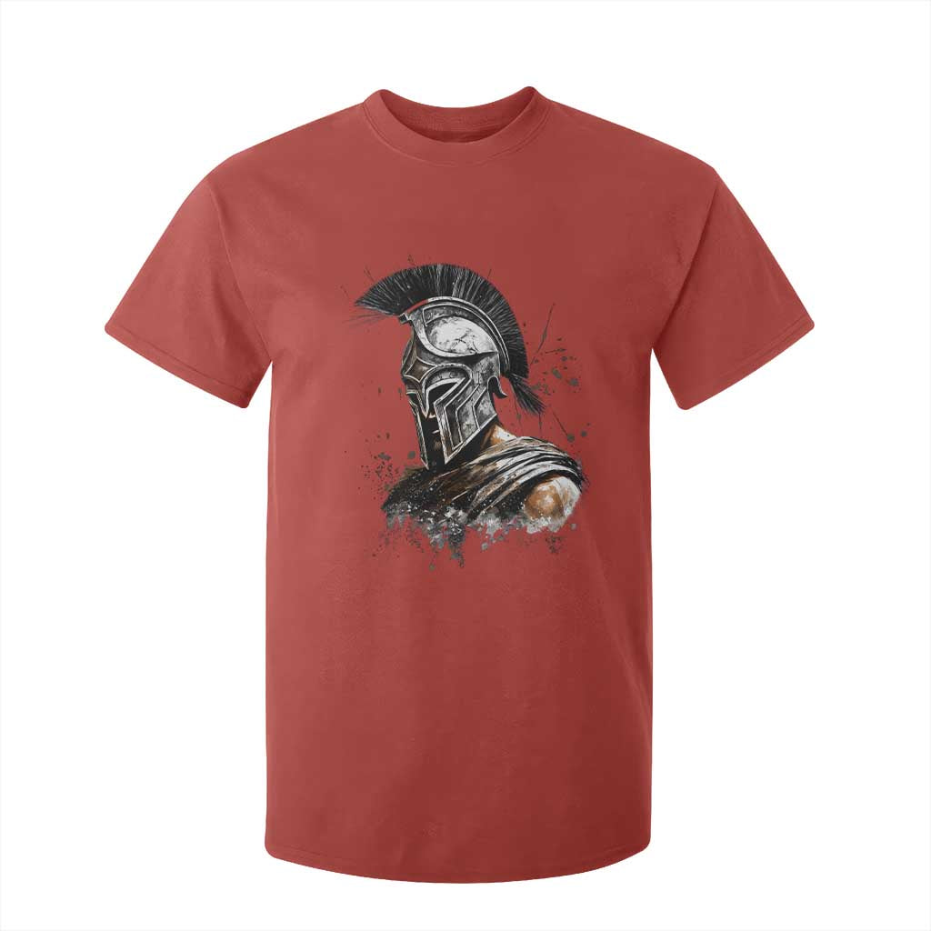 Ancient Spartan Warrior Watercolor Splatter Graphic T Shirt For Kid Greek Mythology Enthusiast History Gift